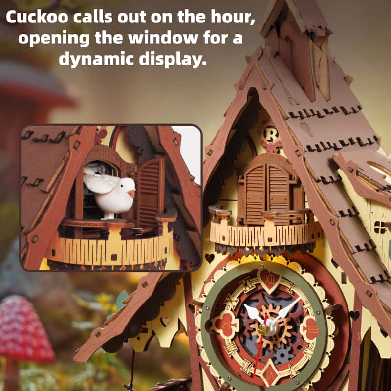 Peach Cuckoo Clock Building Block Toy DIY Wooden Assembly Model 3D Puzzle Children's Day Gift