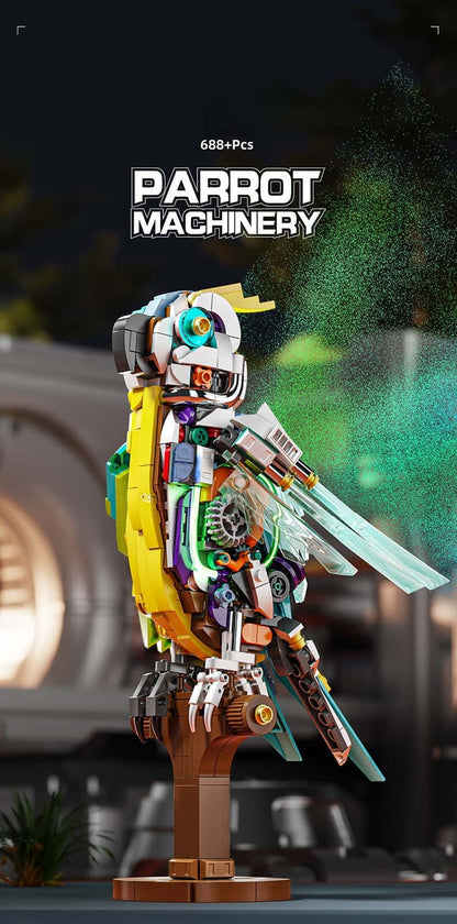 Building Blocks Semi-Mechanical Movable Model Parrot With Light Punk Assembling Toys