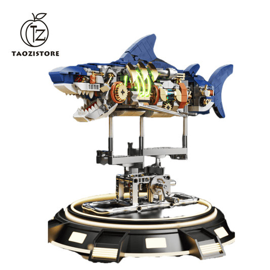 Building Blocks Cyborg Shark Building Blocks Movable Model with Light Punk Assembly Toys