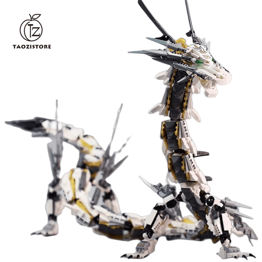 White Hurricane Dragon Model Chinese Dragon Building Blocks Classic Chinese Style Collection Display Toy Gift for Kids Over 12 Years Old and Adults