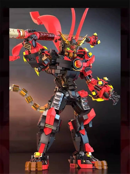 Mecha Robot Building Blocks Set, Monkey King Action Figure Toy with Flexible Joints and Weapons, Hero Warrior Chinese Style Mecha Model, Collectible Gift for Boys and Girls