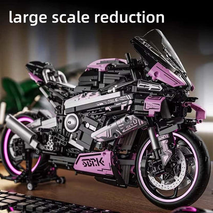 Motorcycle building blocks mechanical set new pink sports car model suitable for holiday gifts for girls