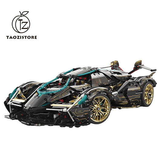 [Black and Gold Lambo] Remote Control Sports Car Model | V12 Engine Model | Electric Power Building Block Car | Children and Adult Gifts | Advanced Technology Building Block Toys