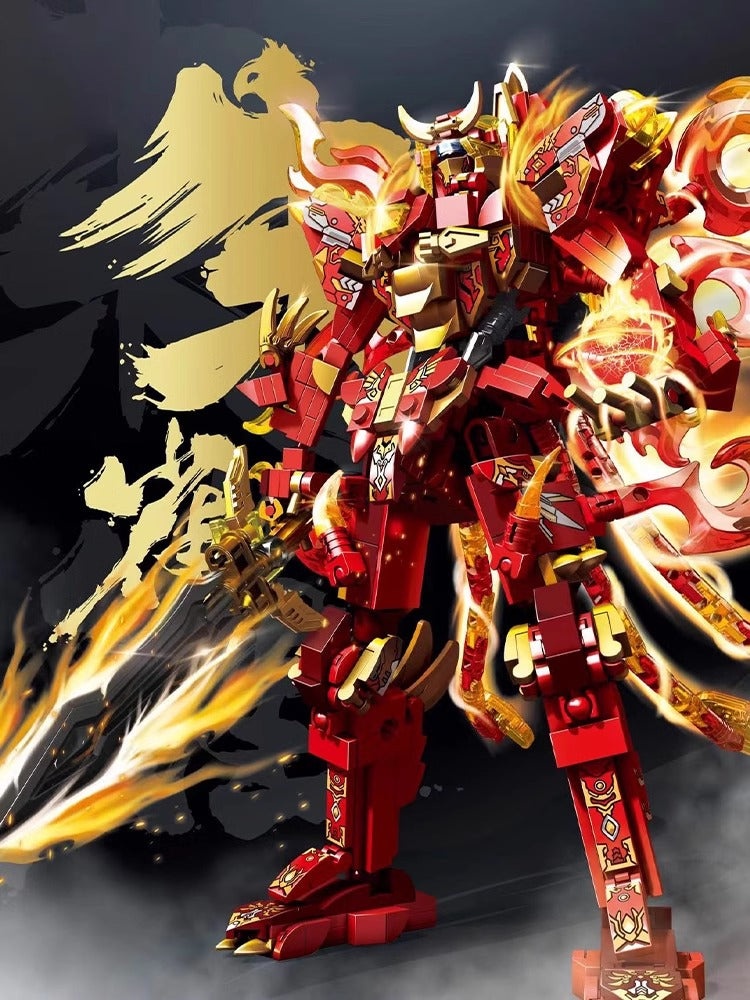 Ninjago building blocks mythical beast Suzaku Sacred Armor Chinese style mecha model suitable for boys and girls to collect gifts [a set of building blocks to create two forms]
