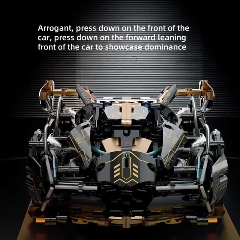 [Black and Gold Lambo] Remote Control Sports Car Model | V12 Engine Model | Electric Power Building Block Car | Children and Adult Gifts | Advanced Technology Building Block Toys
