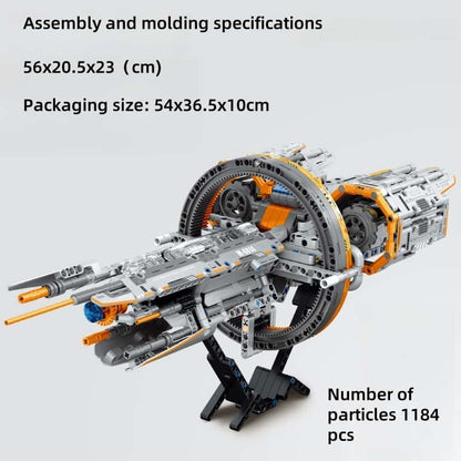 [1184 pieces] Space cruise battleship assembly model | with display stand | science fiction spaceship building block toy | collection decoration model