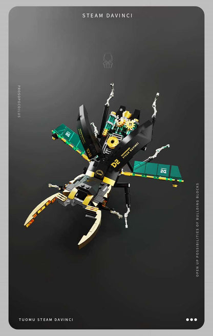 Steampunk building blocks reinstalled. Saw beetle mechanical gear model ornaments toy
