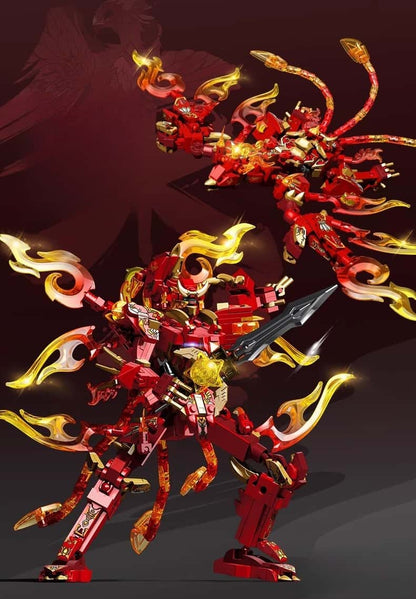 Ninjago building blocks mythical beast Suzaku Sacred Armor Chinese style mecha model suitable for boys and girls to collect gifts [a set of building blocks to create two forms]