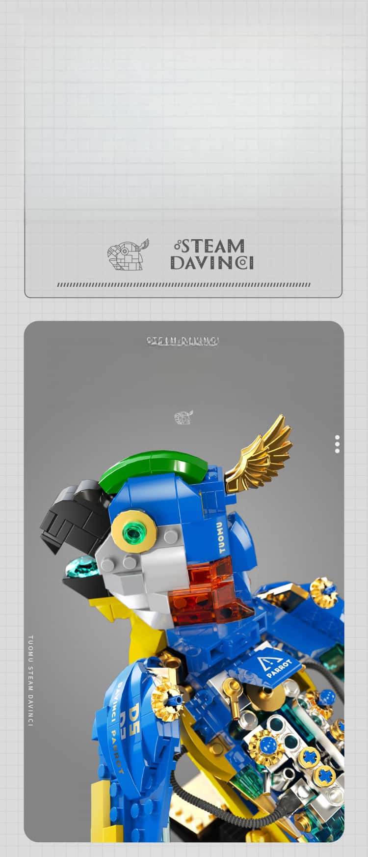 Steampunk building blocks King Kong Parrot mechanical gear model ornaments toy