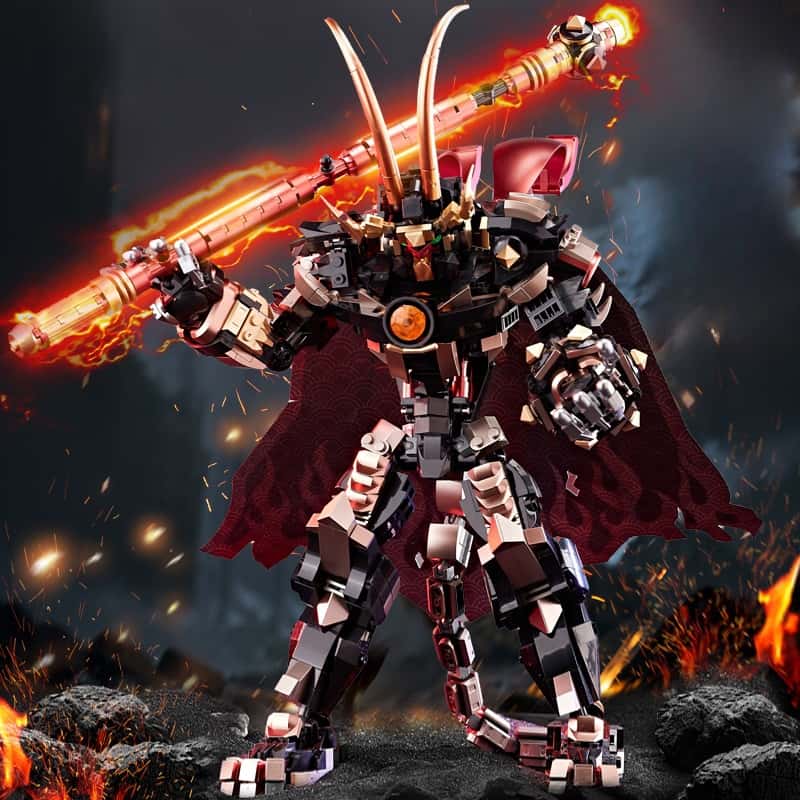 Mecha Robot Building Blocks Set, Monkey King Action Figure Toy with Flexible Joints and Weapons, Hero Warrior Chinese Style Mecha Model, Collectible Gift for Boys and Girls