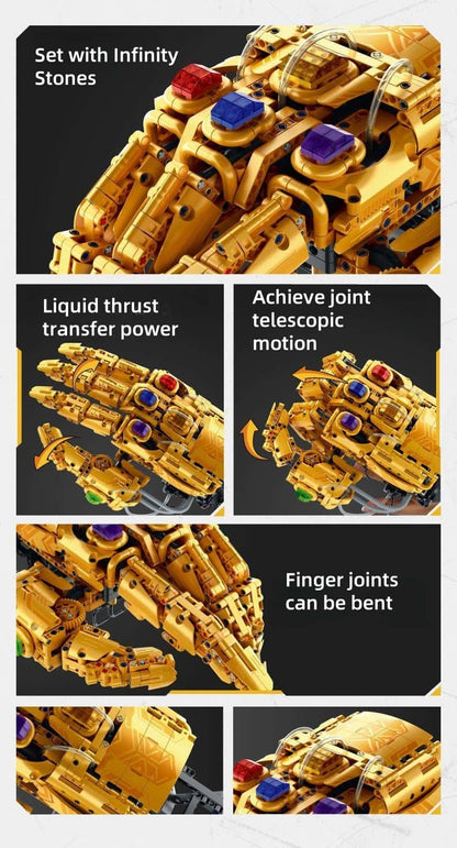 Iron Man Thanos Infinity Gloves Wearable Hydraulic Mechanical Arm Assembly Toy Building Blocks Boys Gift