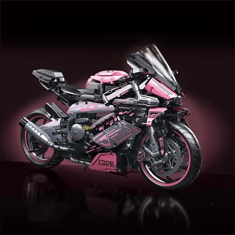 Motorcycle building blocks mechanical set new pink sports car model suitable for holiday gifts for girls