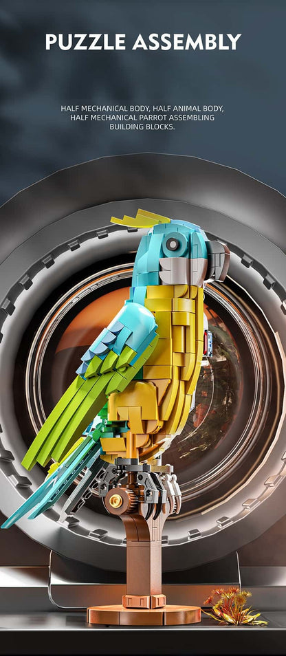 Building Blocks Semi-Mechanical Movable Model Parrot With Light Punk Assembling Toys