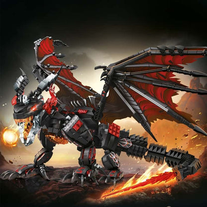 Chinese Fire Dragon Giant Dragon Model Chinese Dragon Building Blocks Classic Chinese Style Collection Display Toy Gift for Children Over 12 Years Old and Adults