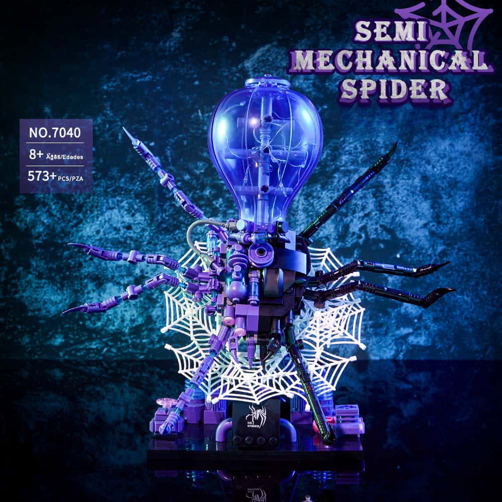 Mechanical spider light version spider puzzle small particle assembly building blocks science and education assembly toy gift