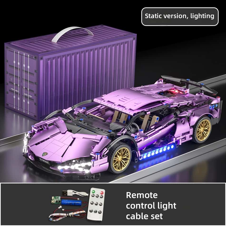 Cool remote control Lambo sports car + electroplated purple exterior + colorful lights + upgraded motor power children's gift