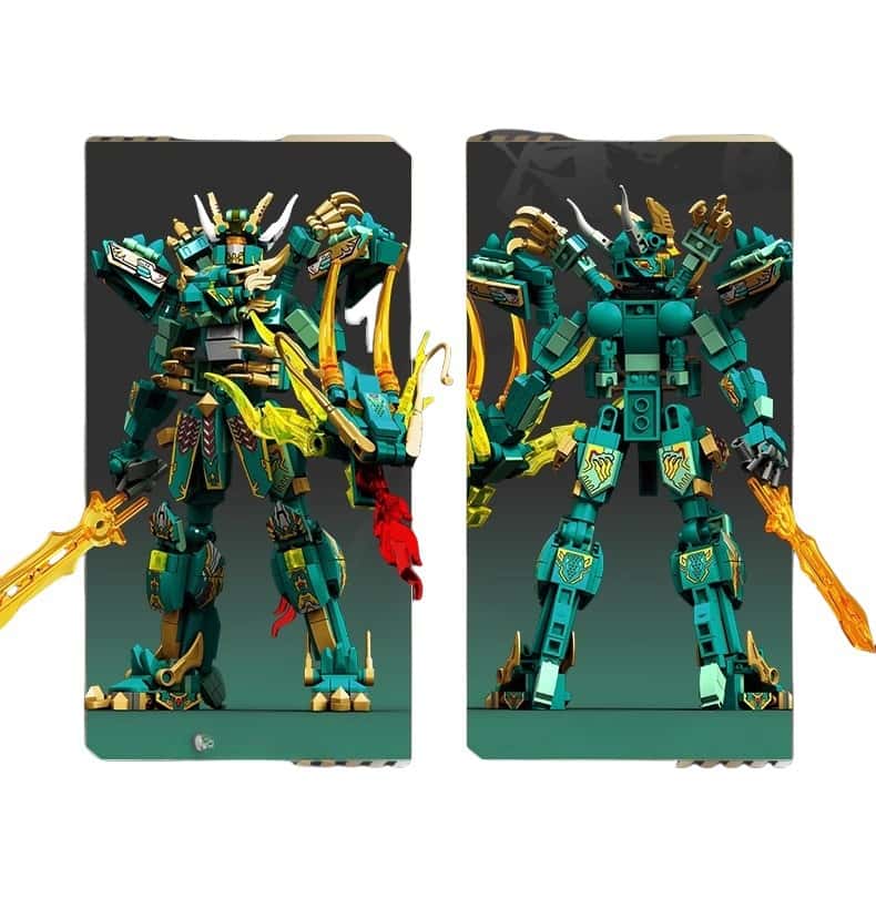 Ninjago building blocks mythical beast Qinglong Holy Armor Chinese style mecha model suitable for boys and girls to collect gifts [a set of building blocks to create two forms]