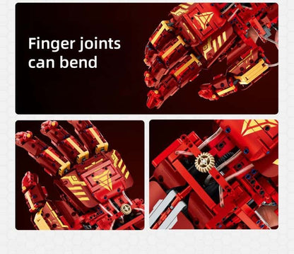 Iron Man Infinity Gloves Wearable Hydraulic Mechanical Arm Assembling Toy Building Blocks Can be given as a gift or as a desktop decoration [Wearable + Free Display Stand]