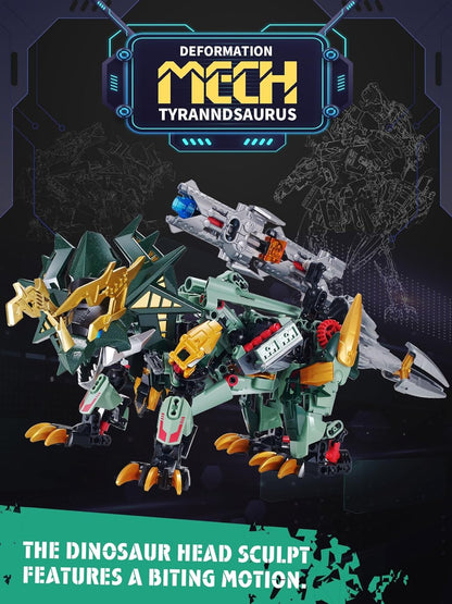 Dinosaur Set Mecha Deformed Triceratops 2-in-1 Building Blocks, Robot Deformed Toy Action Figure Building Blocks Model, Suitable for Boys Birthday, Adult Age 8-12 Years Old (Triceratops)