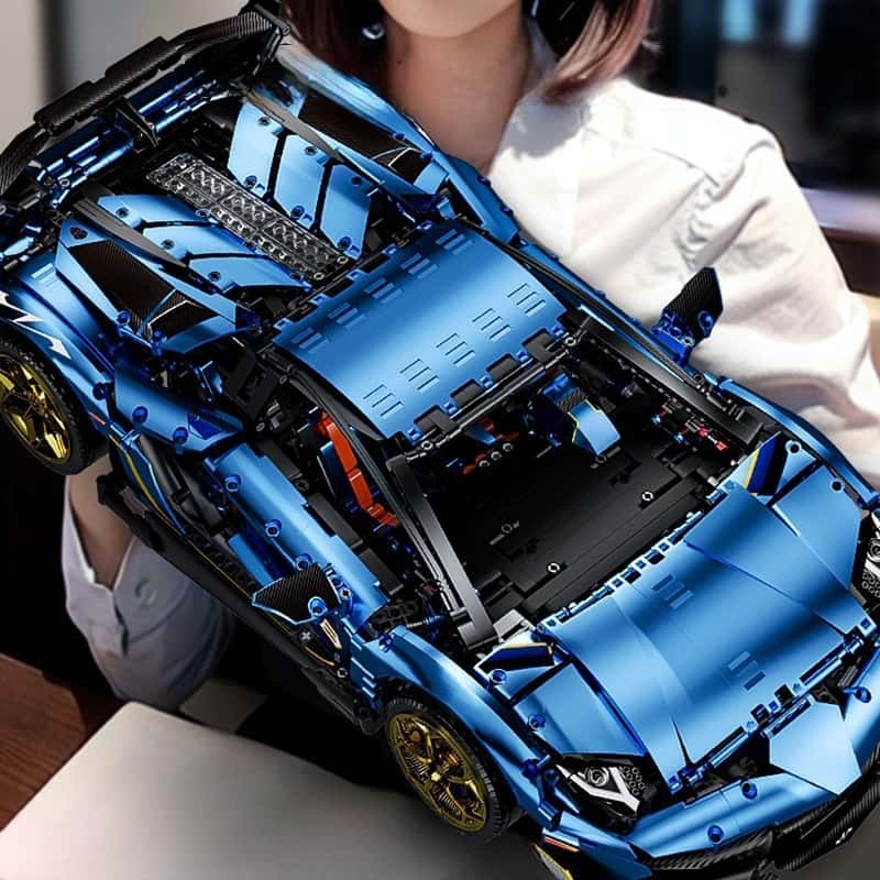 [Metallic Blue] Lambo Aventador SVJ 63 Diecast Model Car – Large Static Display 55cm – Luxury Supercar Collectible Toy Gift