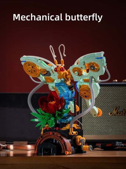 New mechanical butterfly building blocks ornaments insect series children's assembly toys girls birthday gift