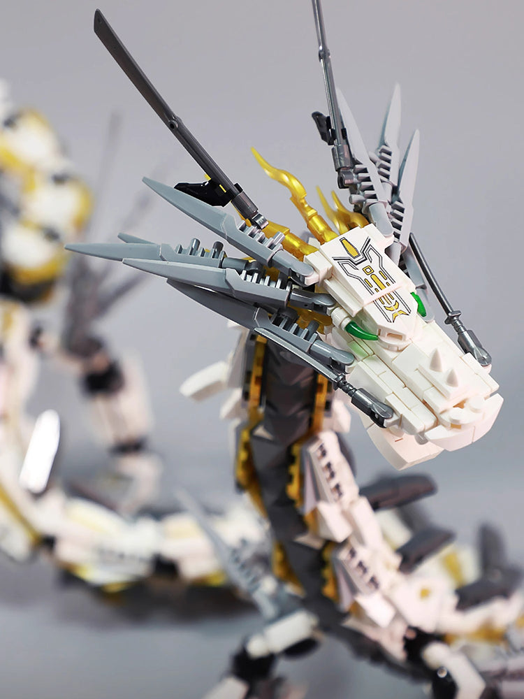 White Hurricane Dragon Model Chinese Dragon Building Blocks Classic Chinese Style Collection Display Toy Gift for Kids Over 12 Years Old and Adults