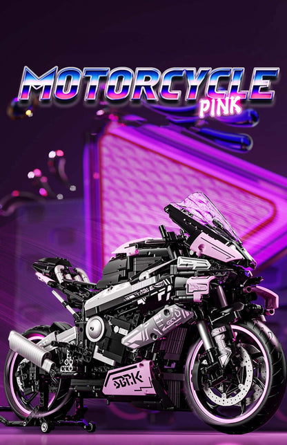 Motorcycle building blocks mechanical set new pink sports car model suitable for holiday gifts for girls