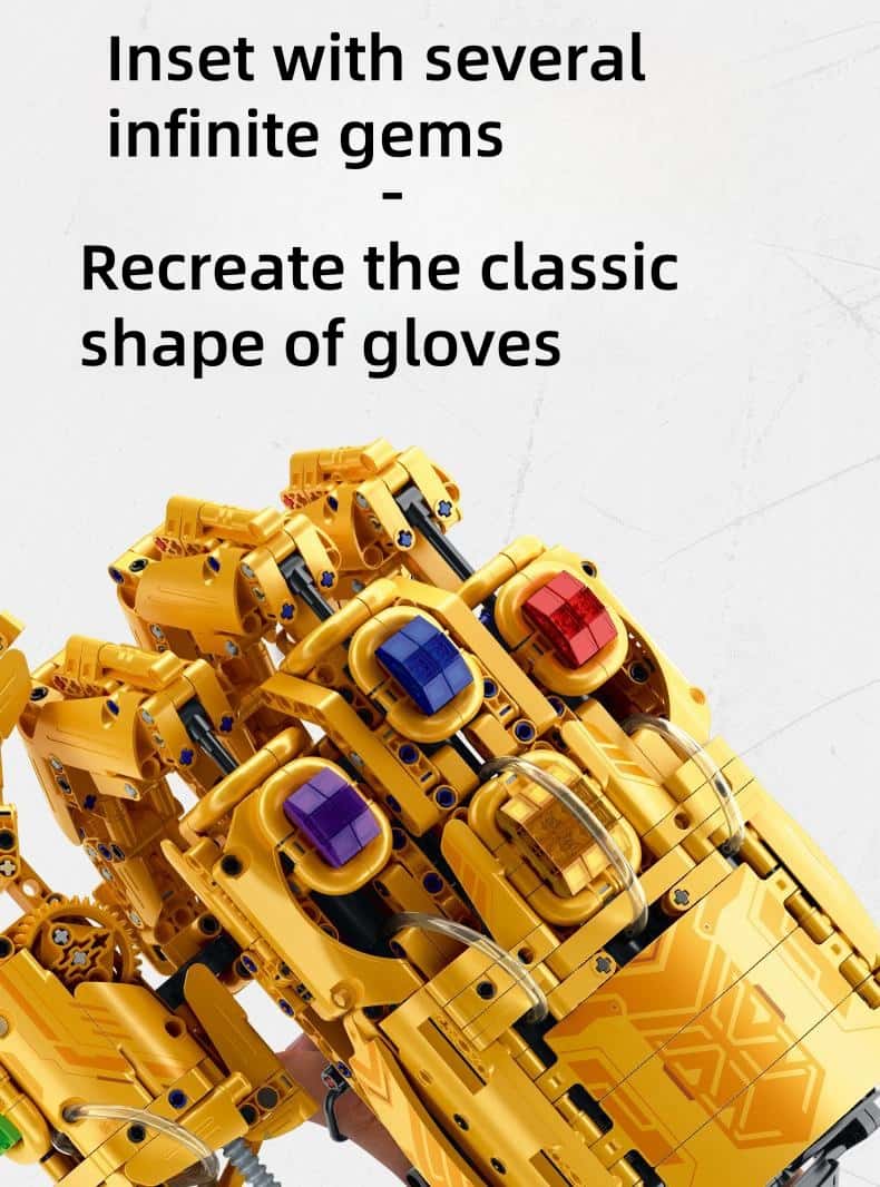 Iron Man Thanos Infinity Gloves Wearable Hydraulic Mechanical Arm Assembly Toy Building Blocks Boys Gift