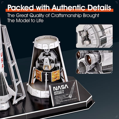 NASA Apollo Saturn V 3D Jigsaw Puzzle for Adults Kids Space Toys for Boys Ages 5-8, Rocket Ship Building Jigsaw Puzzle for Kids Ages 8-10 12-14, Space Exploration Jigsaw Model Set Building for Adults, 136 Pieces