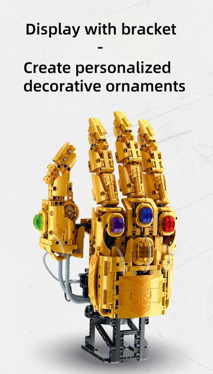 Iron Man Thanos Infinity Gloves Wearable Hydraulic Mechanical Arm Assembly Toy Building Blocks Boys Gift