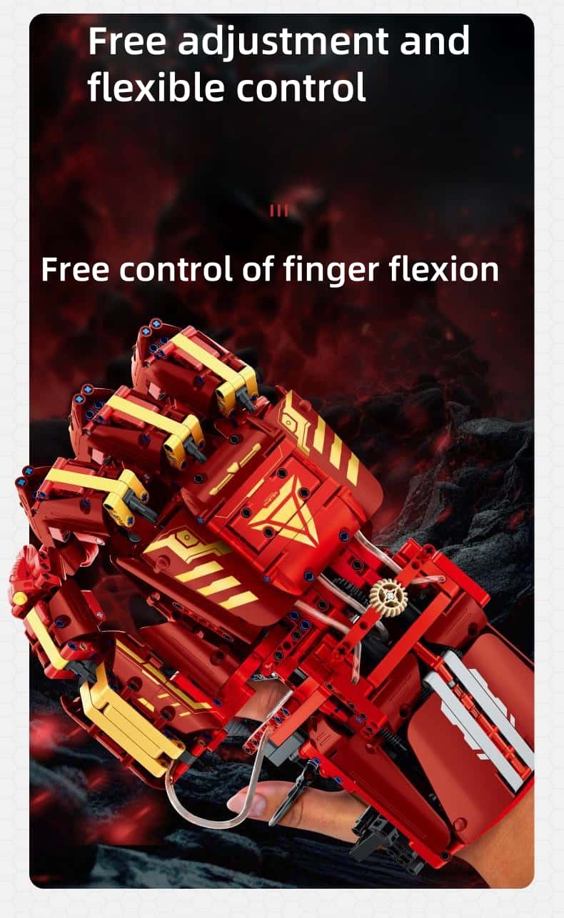 Iron Man Infinity Gloves Wearable Hydraulic Mechanical Arm Assembling Toy Building Blocks Can be given as a gift or as a desktop decoration [Wearable + Free Display Stand]