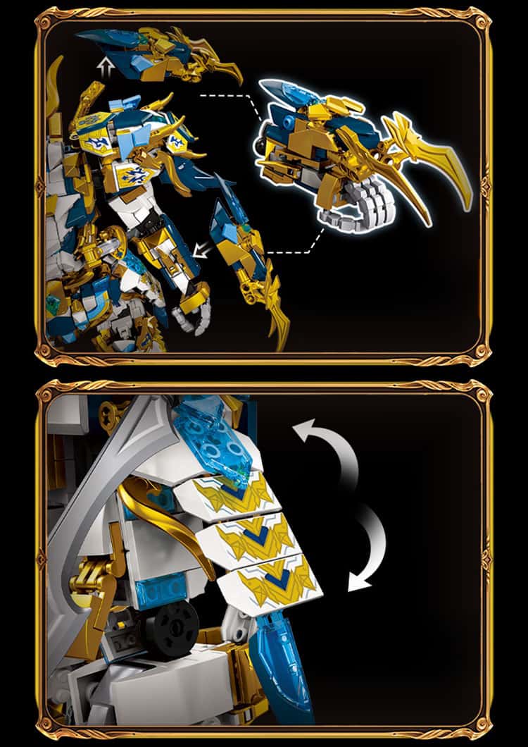 Mecha robot building block set, Chinese myth hero Zhao Yun Chinese style mecha action figure model set, classic Chinese style mecha collection display toy gift, suitable for holiday gifts for adults and children