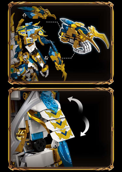 Mecha robot building block set, Chinese myth hero Zhao Yun Chinese style mecha action figure model set, classic Chinese style mecha collection display toy gift, suitable for holiday gifts for adults and children