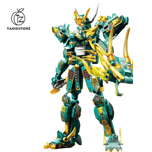 Ninjago building blocks mythical beast Qinglong Holy Armor Chinese style mecha model suitable for boys and girls to collect gifts [a set of building blocks to create two forms]