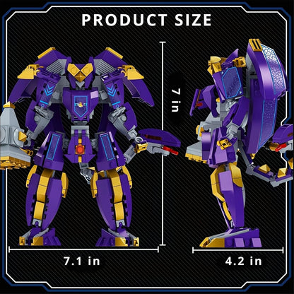 Mech Robot Warrior Hero Model Kit with Power Hammer Weapon Building Blocks Set, Collectible Flexible Mech Mini Ninja Mythology Toy Gift for Kids Boys Teens