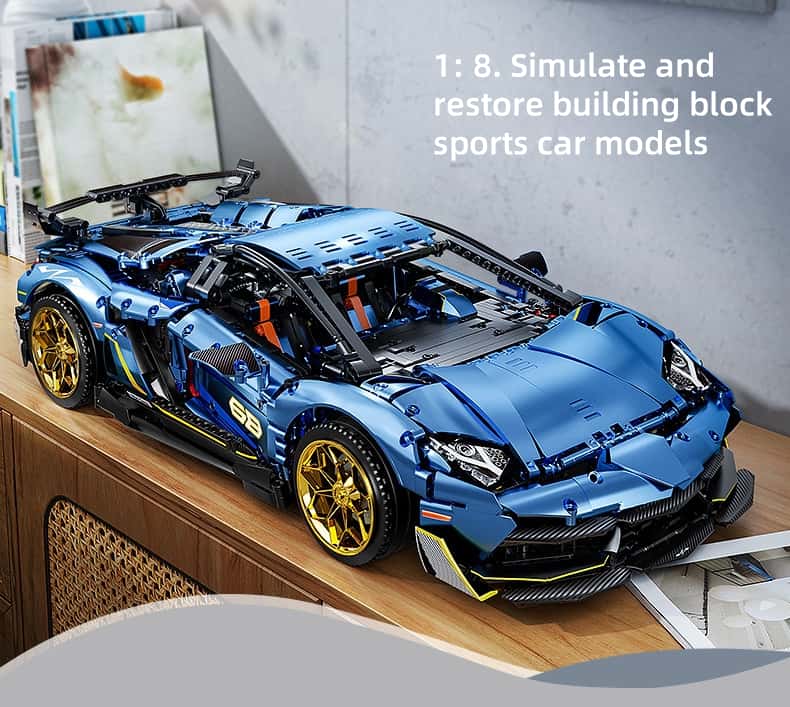 [Metallic Blue] Lambo Aventador SVJ 63 Diecast Model Car – Large Static Display 55cm – Luxury Supercar Collectible Toy Gift