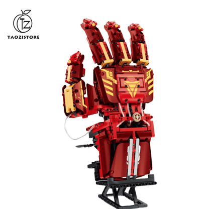 Iron Man Infinity Gloves Wearable Hydraulic Mechanical Arm Assembling Toy Building Blocks Can be given as a gift or as a desktop decoration [Wearable + Free Display Stand]