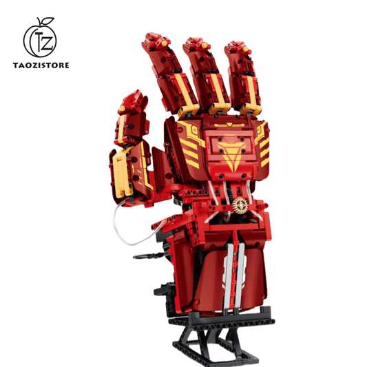 Iron Man Infinity Gloves Wearable Hydraulic Mechanical Arm Assembling Toy Building Blocks Can be given as a gift or as a desktop decoration [Wearable + Free Display Stand]