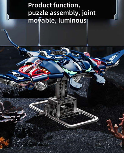 Mechanical manta ray marine animal building blocks assembly children's educational toys suitable for children and adults holiday gifts