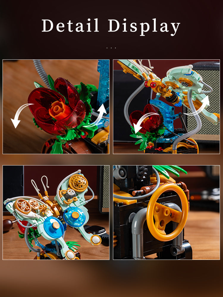 New mechanical butterfly building blocks ornaments insect series children's assembly toys girls birthday gift