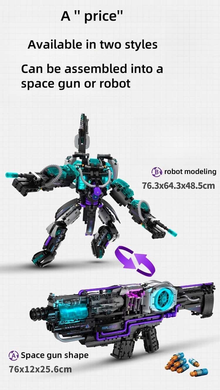New black technology building block gun, continuous firing variable robot, children's boy educational assembly toy gift
