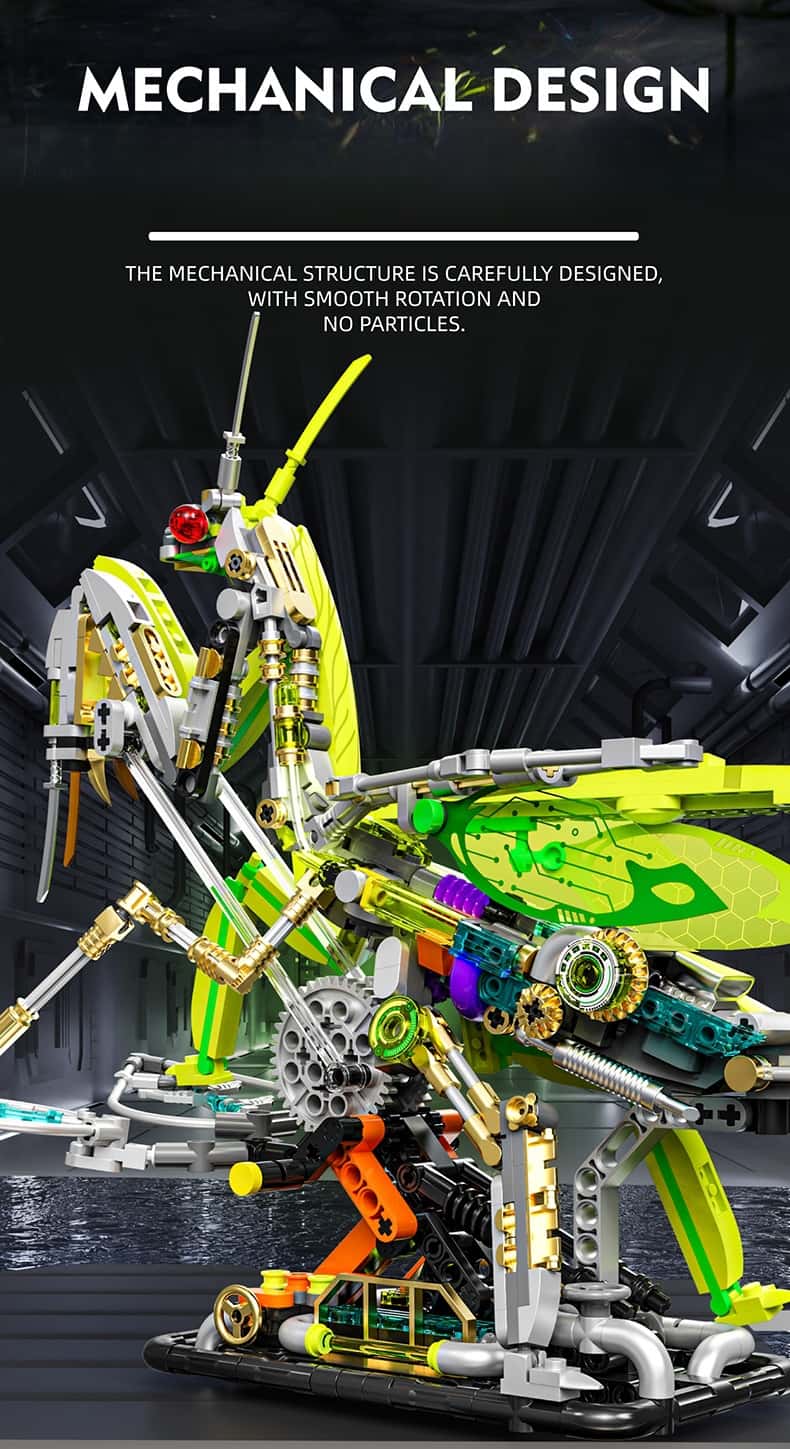 Mechanical mantis building blocks new steampunk mantis assembly toy model desktop ornaments boy gift