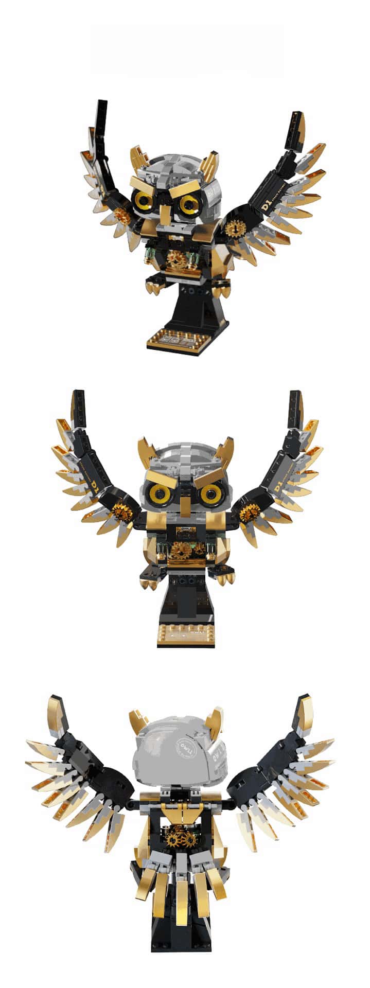 Steampunk Owl Building Blocks Mechanical Gear Model Ornaments Toy