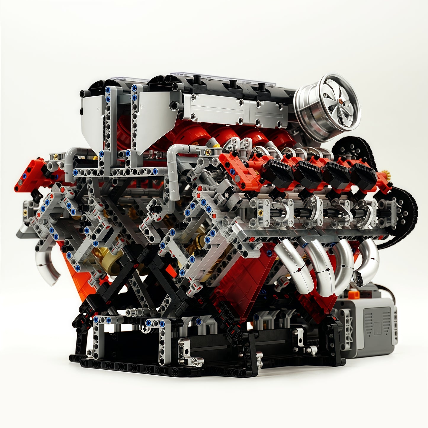Simulated V8 Engine Model Building Kit | Electric Assembly Toy | Desktop Display for Boys | Creative Tech Gift