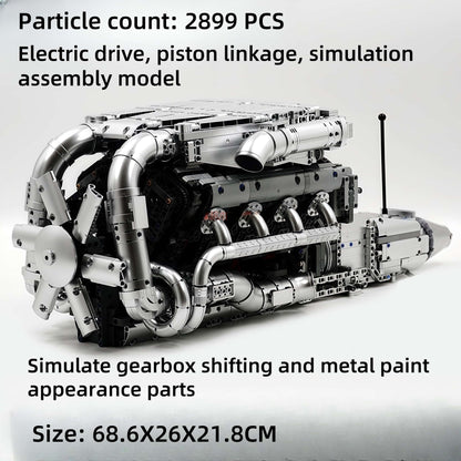 911 horizontally opposed 6-cylinder engine building block model electric assembly technology toy boy birthday gift collection display first choice