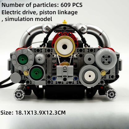 911 horizontally opposed 6-cylinder engine building block model electric assembly technology toy boy birthday gift collection display first choice
