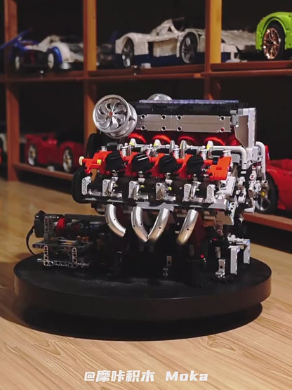 Simulated V8 Engine Model Building Kit | Electric Assembly Toy | Desktop Display for Boys | Creative Tech Gift