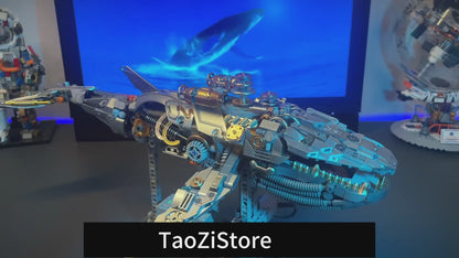 Mechanical whale building blocks new steampunk assembly toy model desktop ornaments boy gift